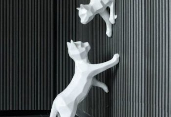 庭院小貓雕塑，動物主題，抽象工藝