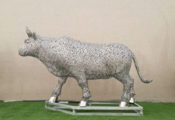 操場小牛雕塑，公園主題，鏤空工藝效果