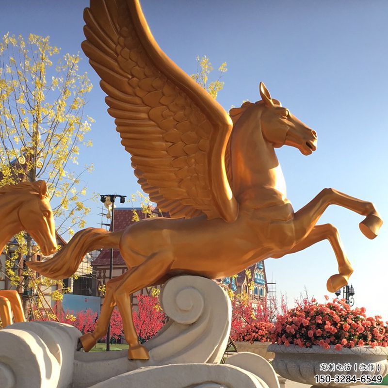 操場天馬雕塑，景觀題材，鍍銅工藝