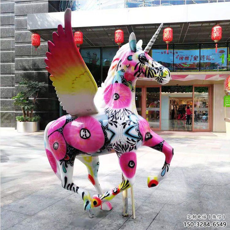 庭院天馬雕塑，現(xiàn)代小品，彩繪工藝