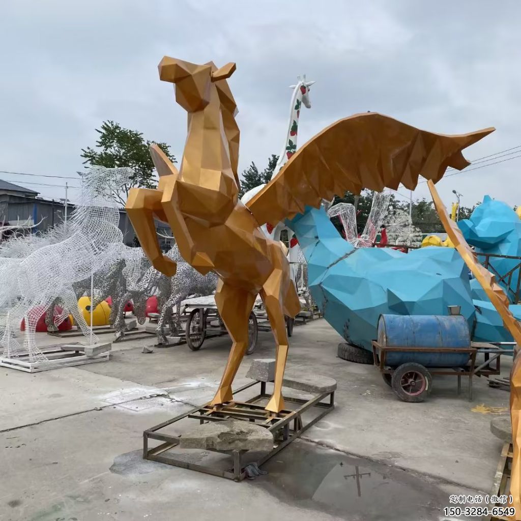 幼兒園天馬雕塑，動物主題，仿古工藝