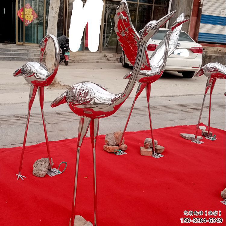 城市白鶴雕塑 風(fēng)景區(qū)彩繪雕塑 抽象擺件