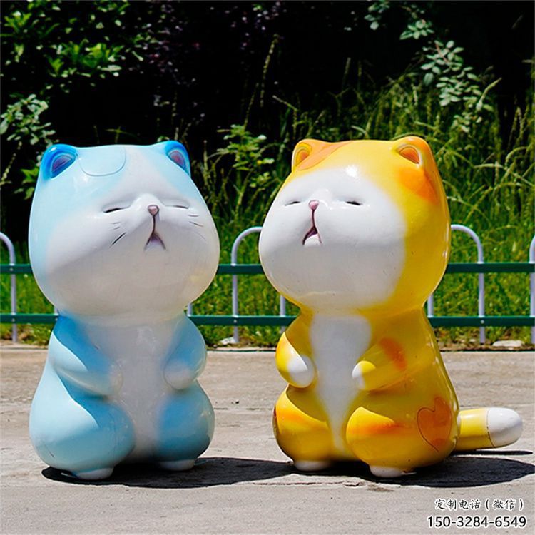 農(nóng)村貓咪雕塑，鏤空海洋雕塑，抽象效果