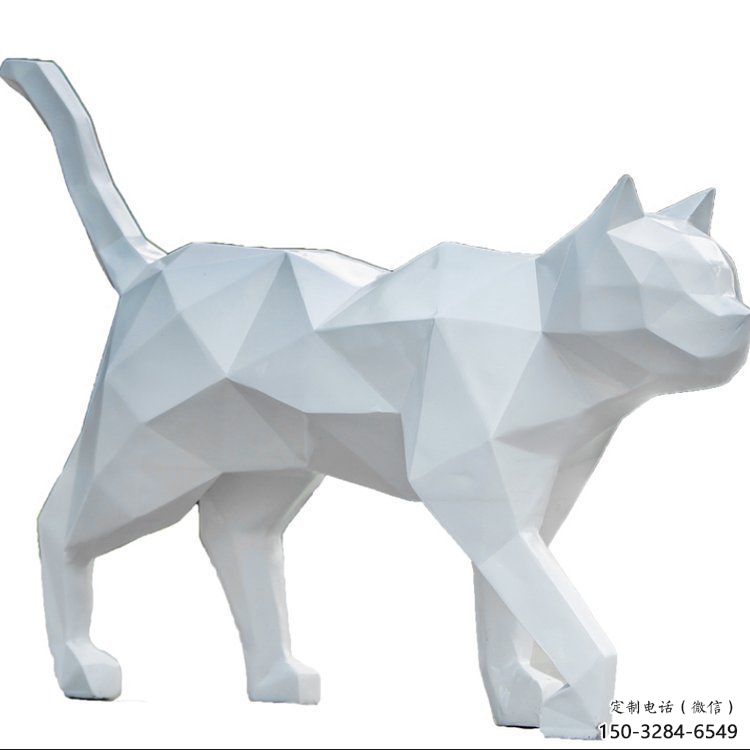小區(qū)貓咪雕塑，拉絲海洋雕塑，抽象效果