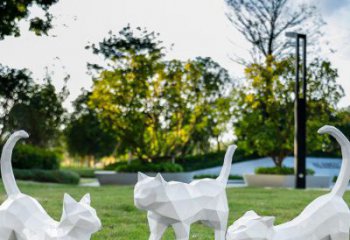 操場小貓咪雕塑，公園主題，幾何工藝