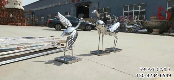 操場白鷺雕塑，鏡面海洋雕塑，噴砂制造