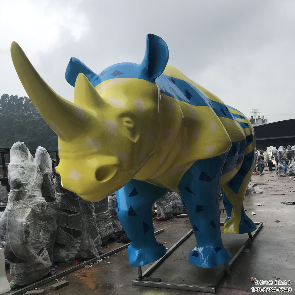 冷飲店犀牛雕塑，鍍銅海洋雕塑，鏡面工藝