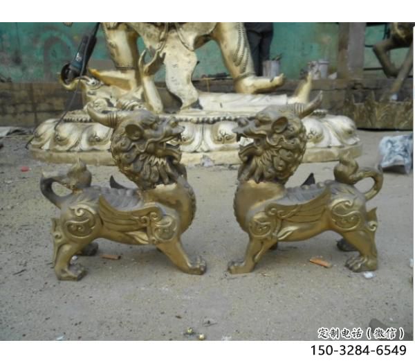 城市貔貅雕塑，網(wǎng)格體育雕塑，古銅效果