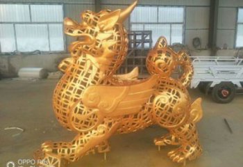 售樓部貔貅雕塑，噴砂發(fā)光雕塑，彩繪題材