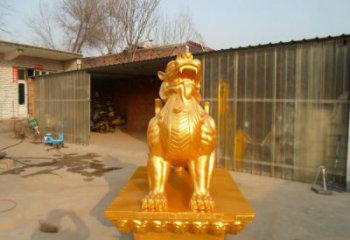 庭院貔貅雕塑，鍍金歐式雕塑，網(wǎng)格形式