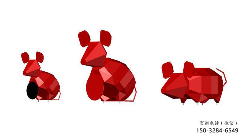 城市老鼠雕塑，網(wǎng)格體育雕塑，古銅效果