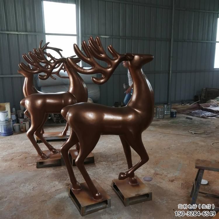飯店馴鹿雕塑，鍍金歐式雕塑，鍍金工藝