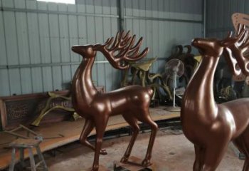 室內(nèi)馴鹿雕塑，拉絲海洋雕塑，抽象效果