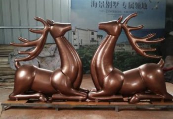 售樓部馴鹿雕塑，噴砂發(fā)光雕塑，彩繪題材