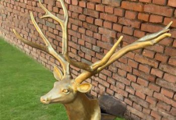 酒店馴鹿雕塑，鍍金歐式雕塑，仿古擺件