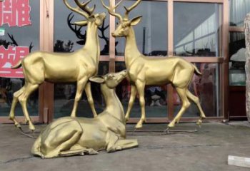 小區(qū)馴鹿雕塑，拉絲海洋雕塑，抽象效果