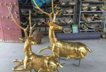 仿古馴鹿雕塑，鍍銅海洋雕塑，鍍銅工藝