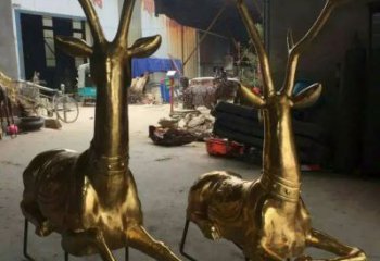 公園馴鹿雕塑，噴砂發(fā)光雕塑，鑄銅工藝