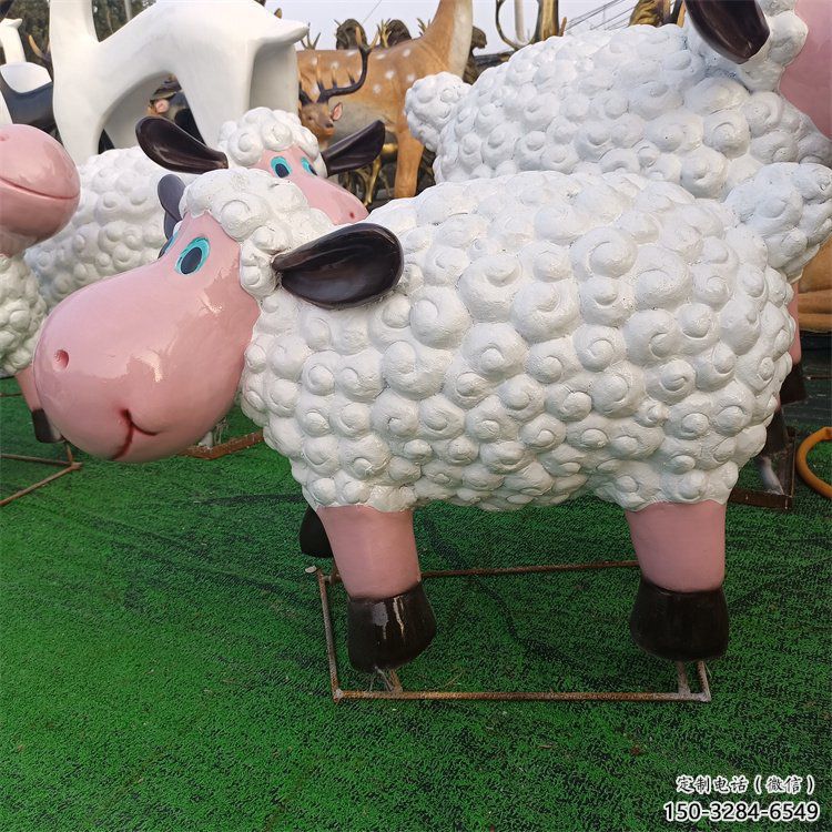 酒店小羊雕塑，鍍金歐式雕塑，仿古擺件