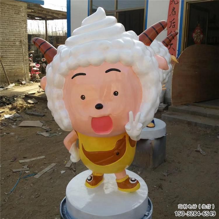 園林小羊雕塑，噴漆運(yùn)動雕塑，卡通形式