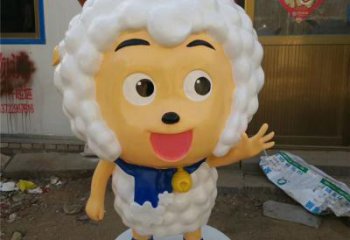 廣場(chǎng)小羊雕塑，卡通水景雕塑，抽象效果