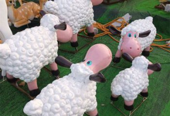 小區(qū)小羊雕塑，拉絲海洋雕塑，抽象效果