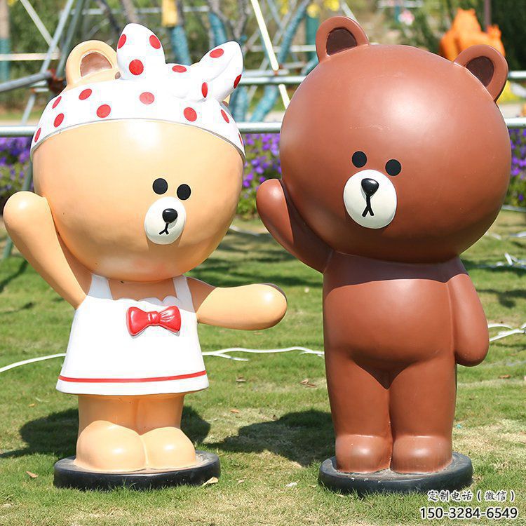 園林布朗熊雕塑，噴漆運(yùn)動(dòng)雕塑，彩繪形式