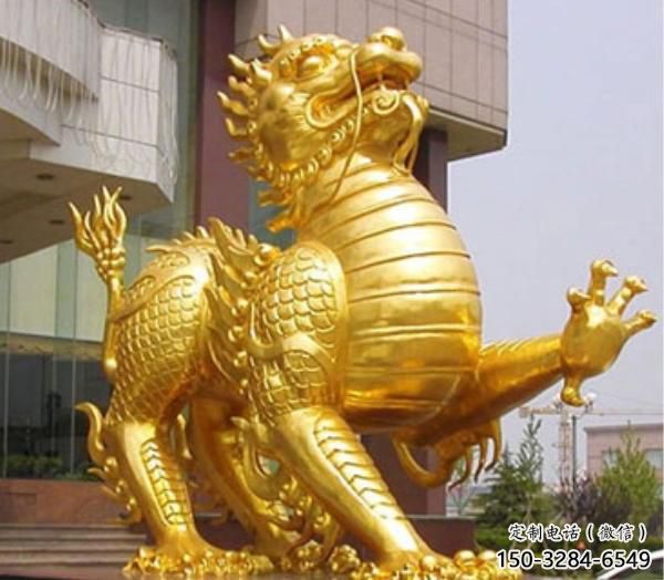 飯店麒麟雕塑，鍍金歐式雕塑，鍍金工藝