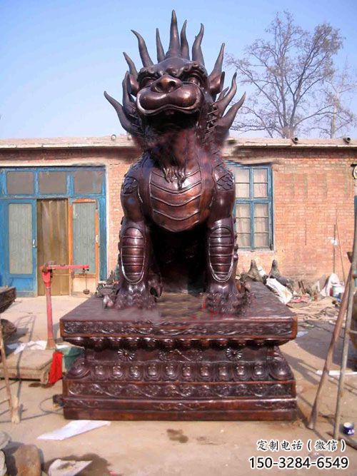 酒店麒麟雕塑，鍍金歐式雕塑，仿古擺件