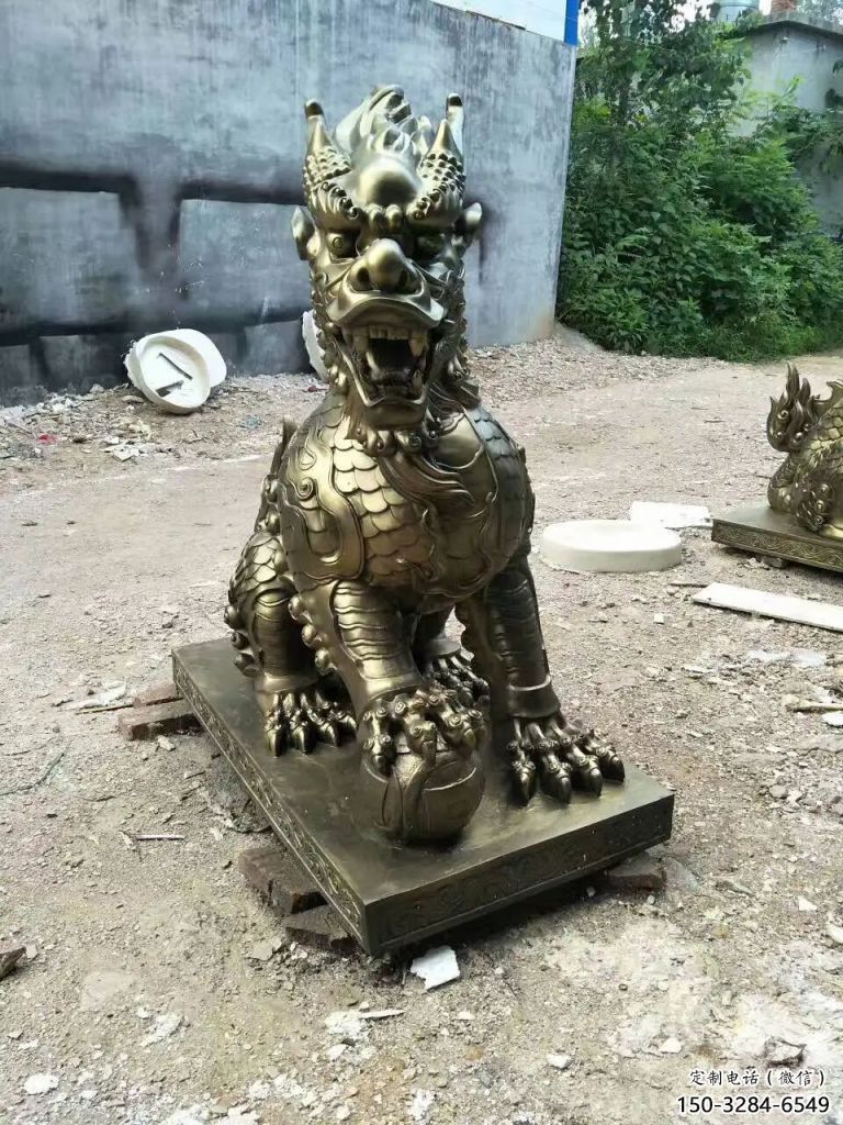 室內(nèi)麒麟雕塑，拉絲海洋雕塑，抽象效果