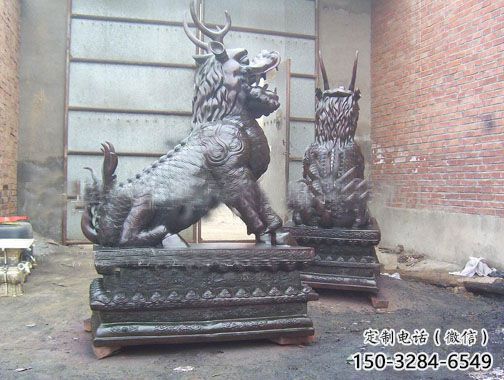 小區(qū)麒麟雕塑，拉絲海洋雕塑，抽象效果