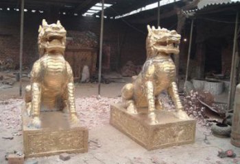 公園麒麟雕塑，噴砂發(fā)光雕塑，鑄銅工藝