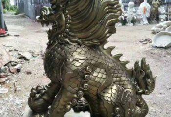 街道麒麟雕塑，鑄銅農(nóng)耕雕塑，古銅效果