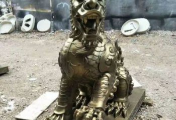 景區(qū)麒麟雕塑，鍍金歐式雕塑，鐵藝材質(zhì)