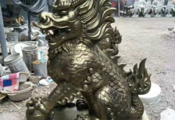 庭院麒麟雕塑，鍍金歐式雕塑，仿古形式