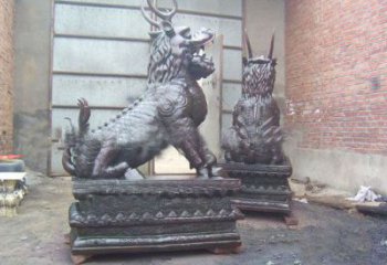 小區(qū)麒麟雕塑，拉絲海洋雕塑，抽象效果