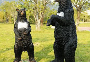 小區(qū)黑熊雕塑，拉絲動(dòng)物雕塑，抽象效果