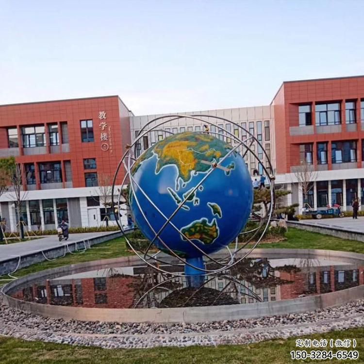 酒店地球儀雕塑，鍍金歐式雕塑，仿古擺件