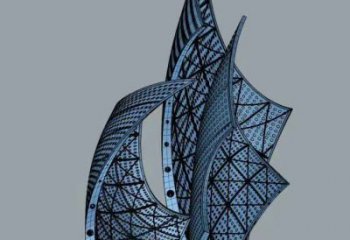 步行街帆船雕塑，鍛造景觀雕塑，烤漆方式