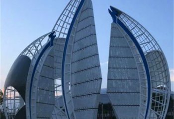 操場(chǎng)帆船雕塑，烤漆景觀雕塑，噴砂制造