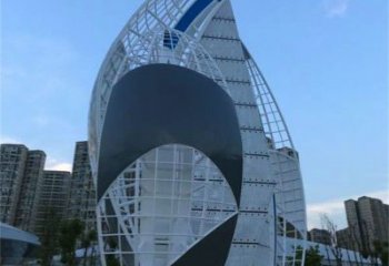 廣場(chǎng)帆船雕塑，抽象水景雕塑，抽象效果