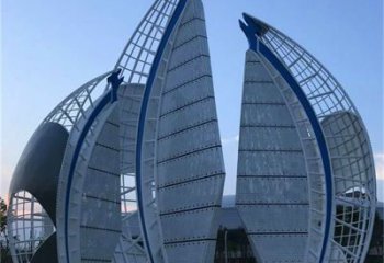 售樓部帆船雕塑，噴砂發(fā)光雕塑，烤漆題材