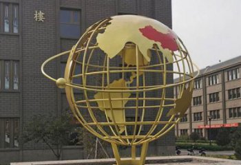 大型地球儀雕塑，鍍金歐式雕塑，鍍金工藝
