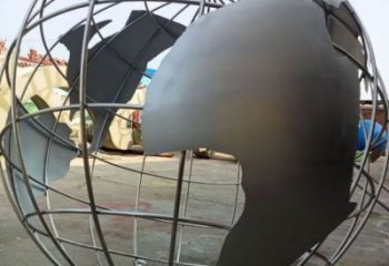 庭院地球儀雕塑，鍍金歐式雕塑，網(wǎng)格形式