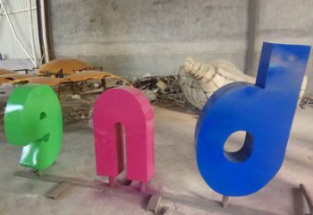 室內(nèi)字母雕塑，拉絲景觀雕塑，抽象效果