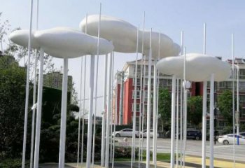 室內(nèi)云朵雕塑，拉絲景觀雕塑，抽象效果