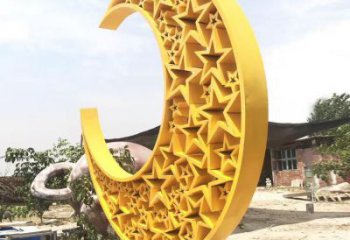 步行街月亮雕塑，鍛造景觀雕塑，鏤空方式