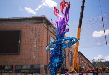 小區(qū)海浪雕塑，拉絲景觀雕塑，抽象效果