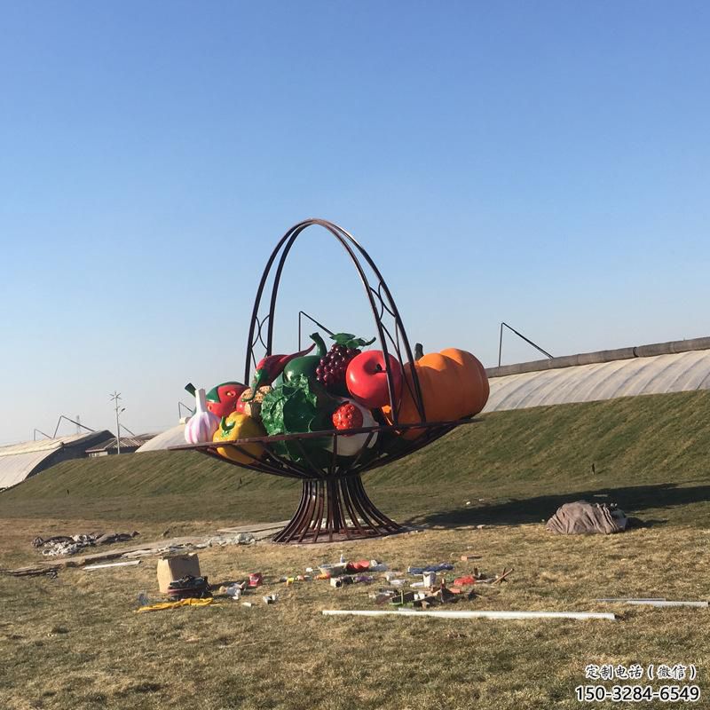 農(nóng)村花籃雕塑，烤漆景觀雕塑，抽象效果