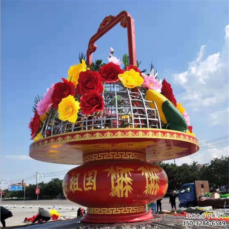 小區(qū)花籃雕塑，拉絲景觀雕塑，抽象效果